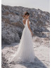 Ivory Satin Lace Wedding Dress With Horsehair Hem